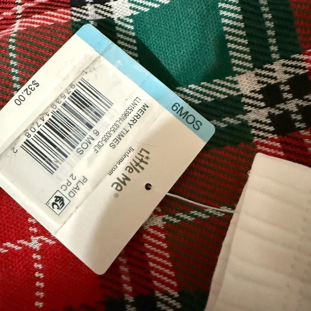 NWT Little Me Plaid Overalls Outfit